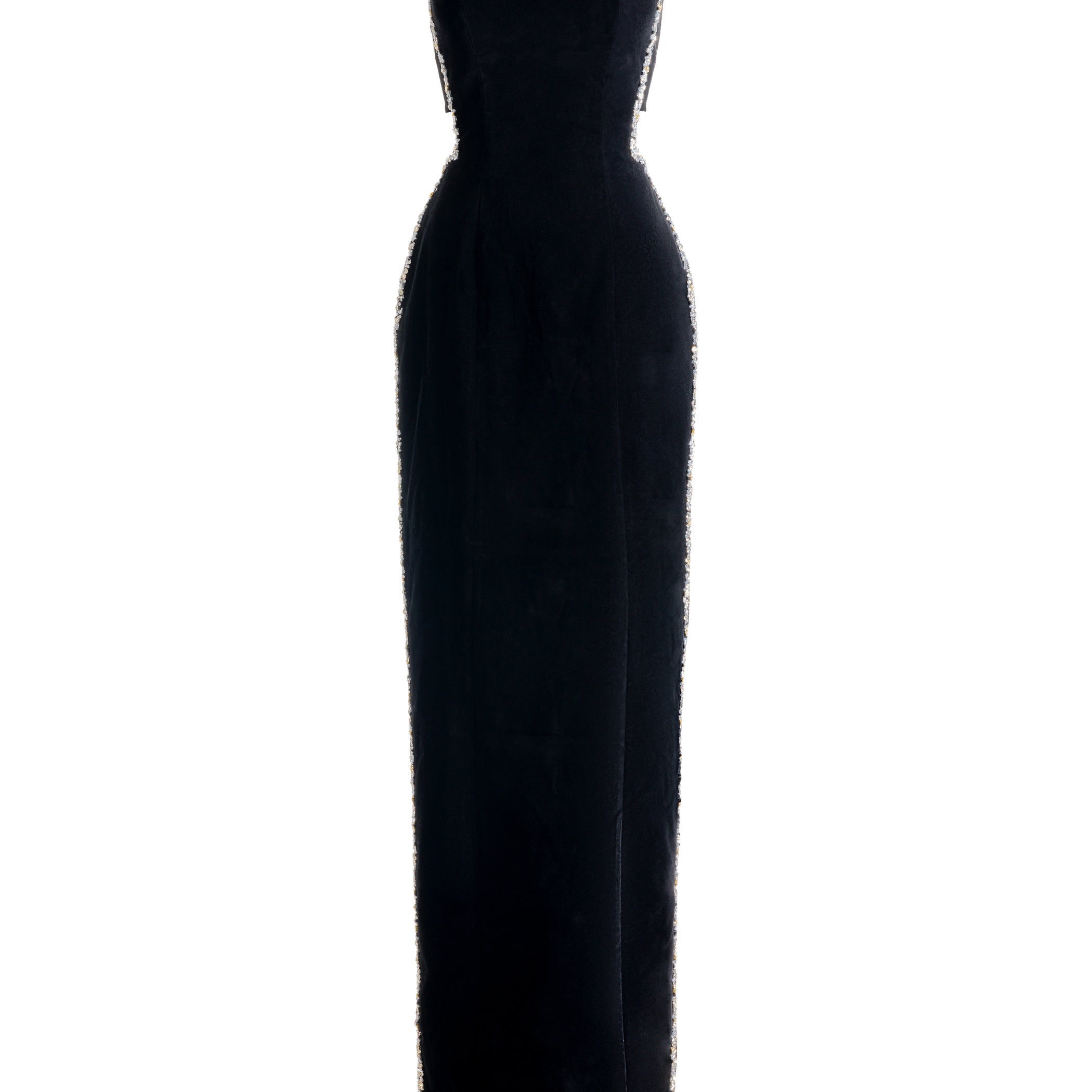 Anais Sheath Straight Across Neck Velvet Maxi Dress