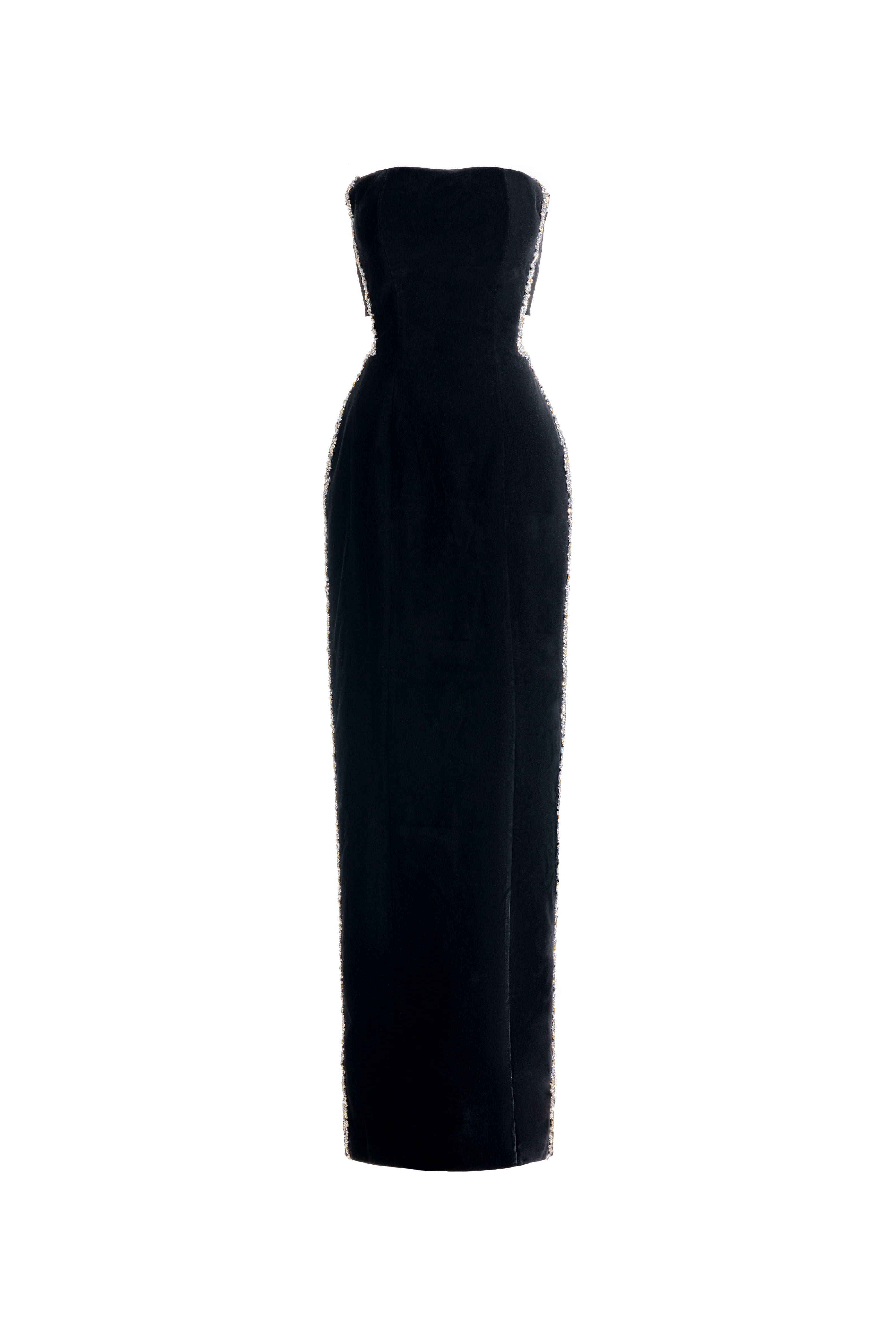 Anais Sheath Straight Across Neck Velvet Maxi Dress