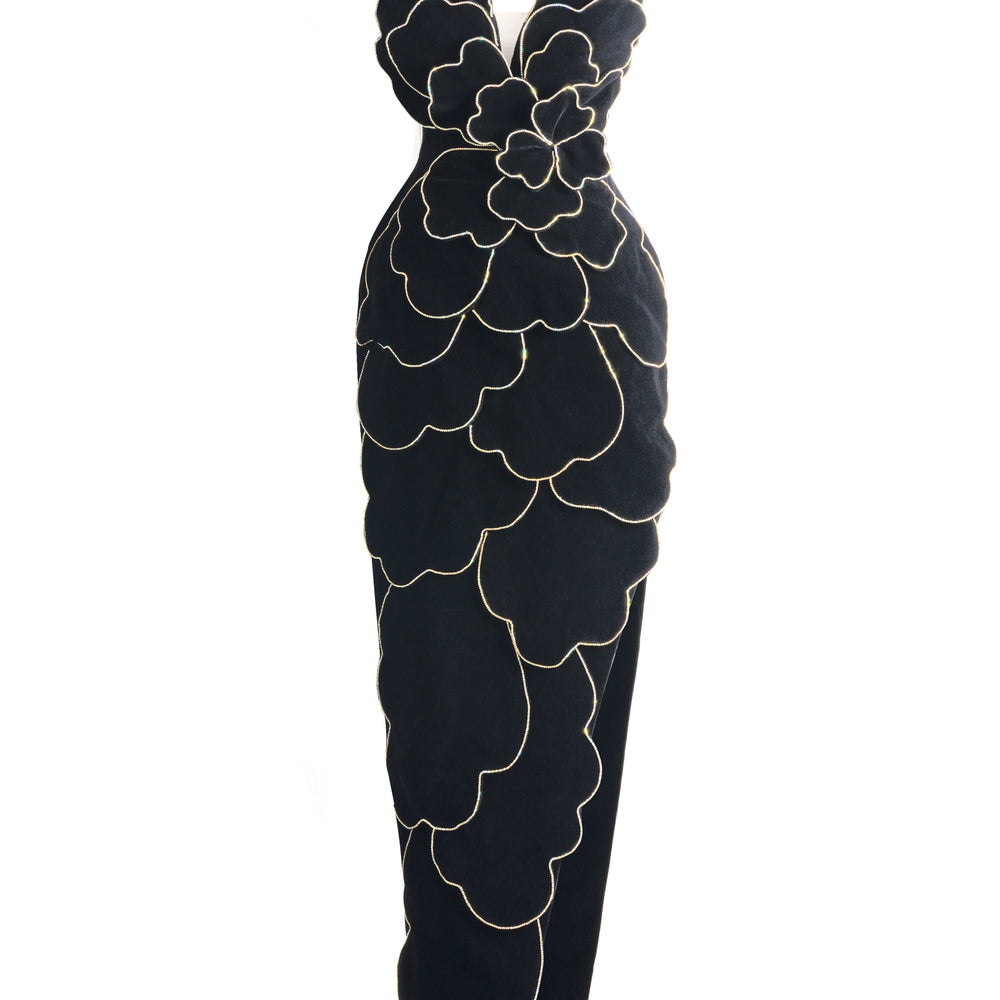 Baylor Pegged Sweetheart Neck Velvet Maxi Dress