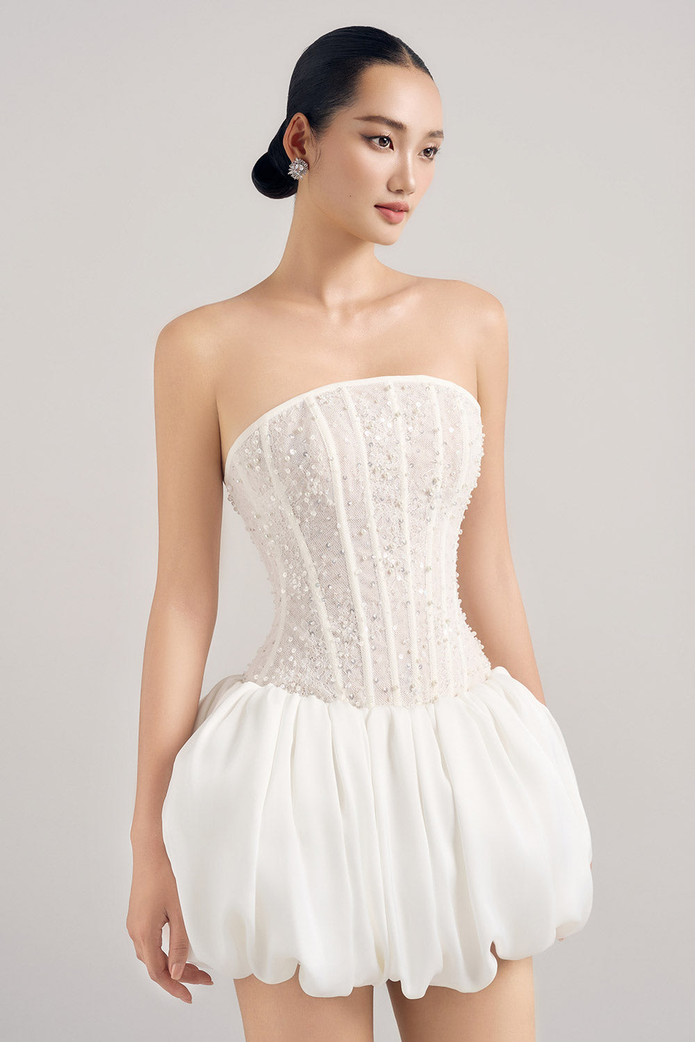 Monica Bubble Sleeveless Mesh Lace Mini Set