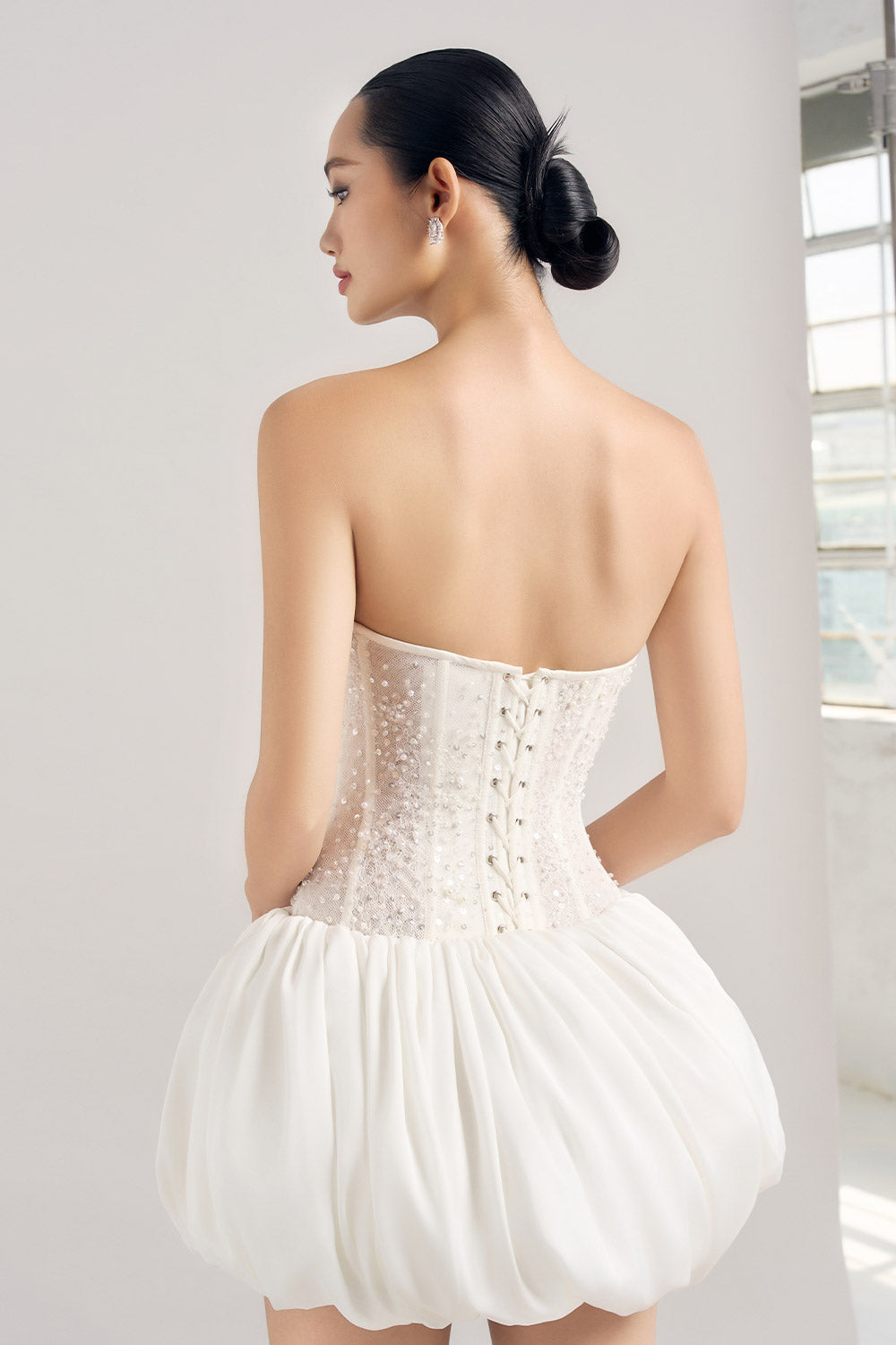 Monica Bubble Sleeveless Mesh Lace Mini Set