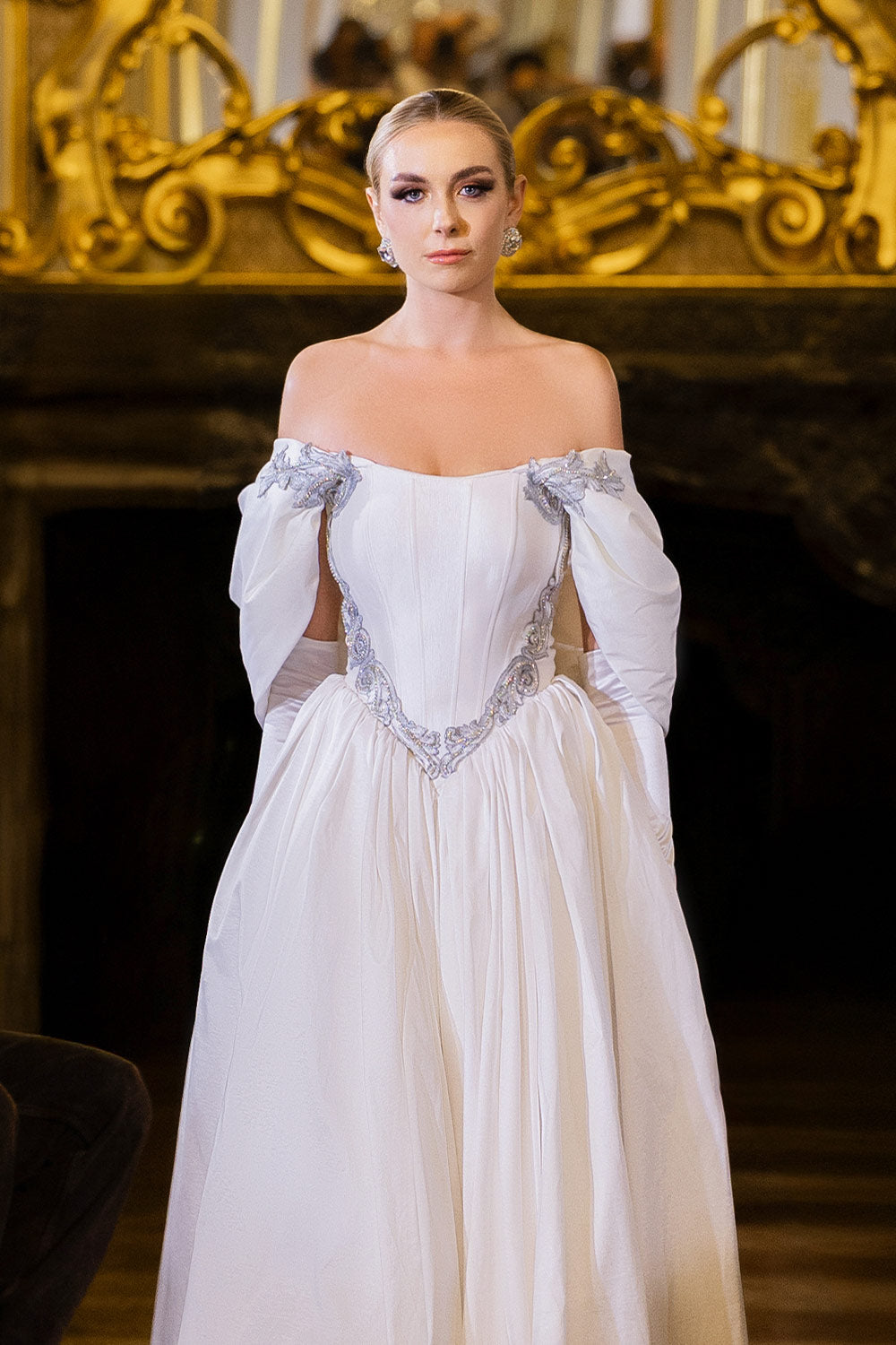 Yvonne Ball Gown Off-Shoulder Taffeta Floor Length Dress