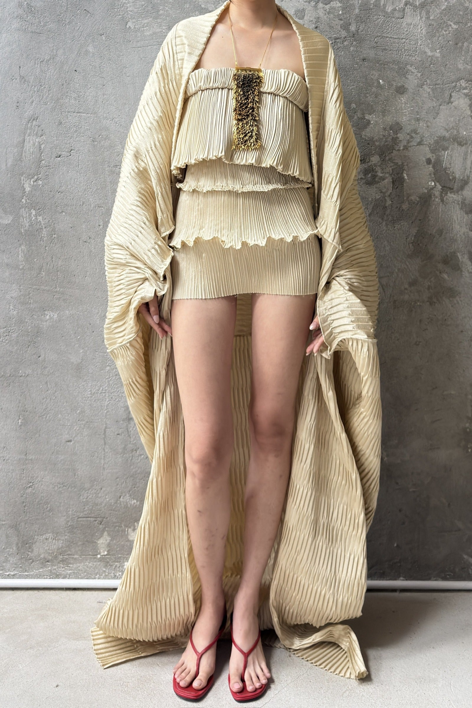 Nivelle Pleated Mini Dress