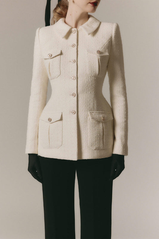 Amara Hourglass Long Sleeved Tweed Jacket