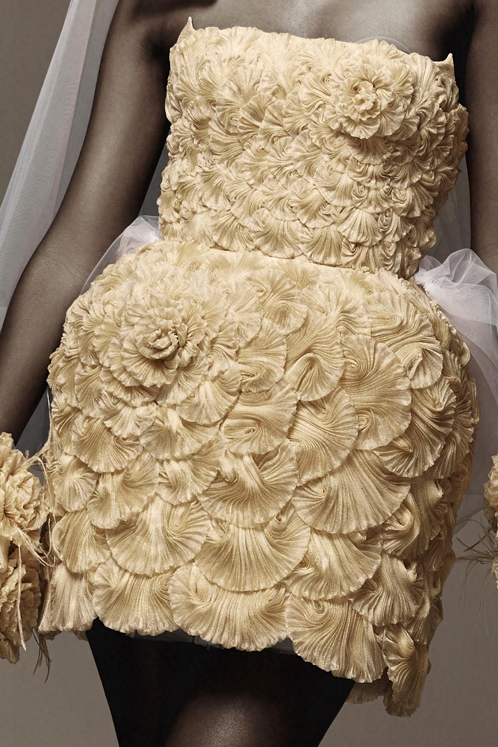 Alisa A-line Straight Across Neck Mesh Mini Dress