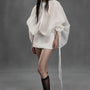 Carp Blouson Boat Neck Chiffon Mini Dress