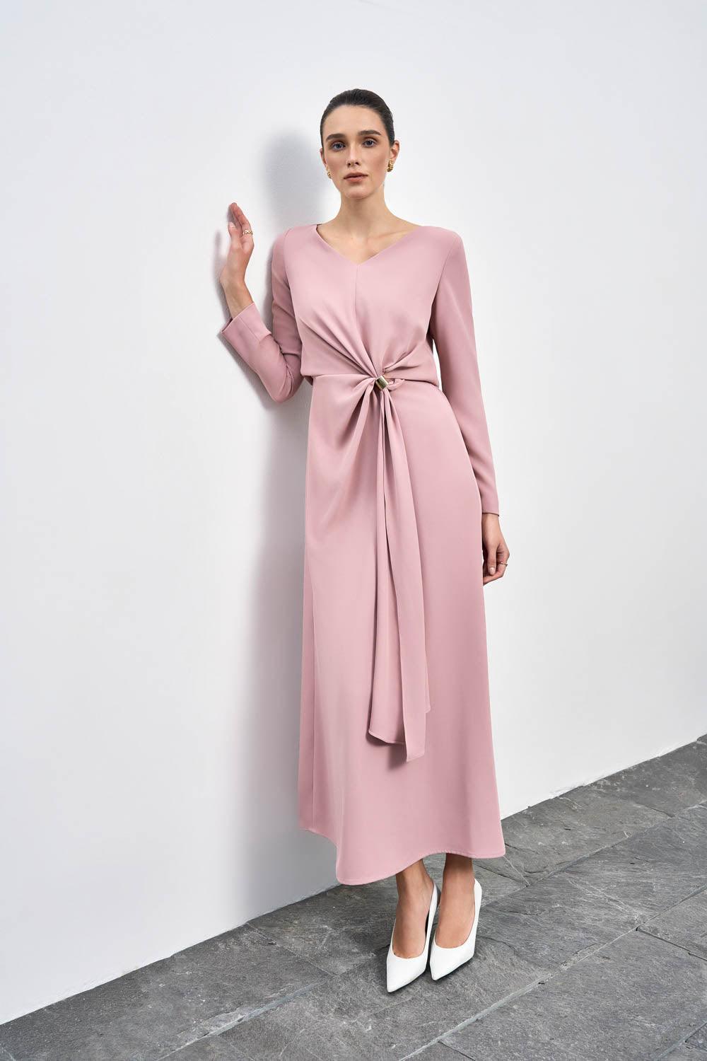 Women's Belle Sarong Long Sleeved Cotton Silk Ankle Length Dress S/M/L/XL/Customize Pink/White MEAN BLVD Pink / Customize Women's Belle Sarong Long Sleeved Cotton Silk Ankle Length Dress S/M/L/XL/Customize Pink/White MEAN BLVD Pink / Customize