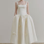 Natalie Puffy Strappy Taffeta Midi Dress