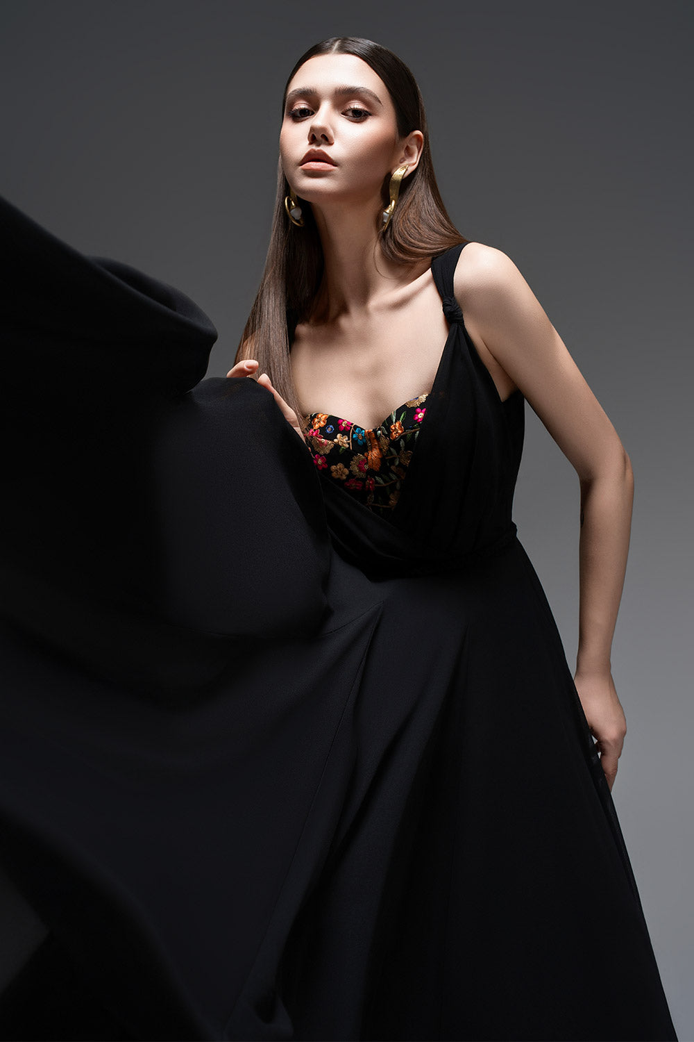 Ophelia A-line Semi-Heart Neck Chiffon Floor Length Dress