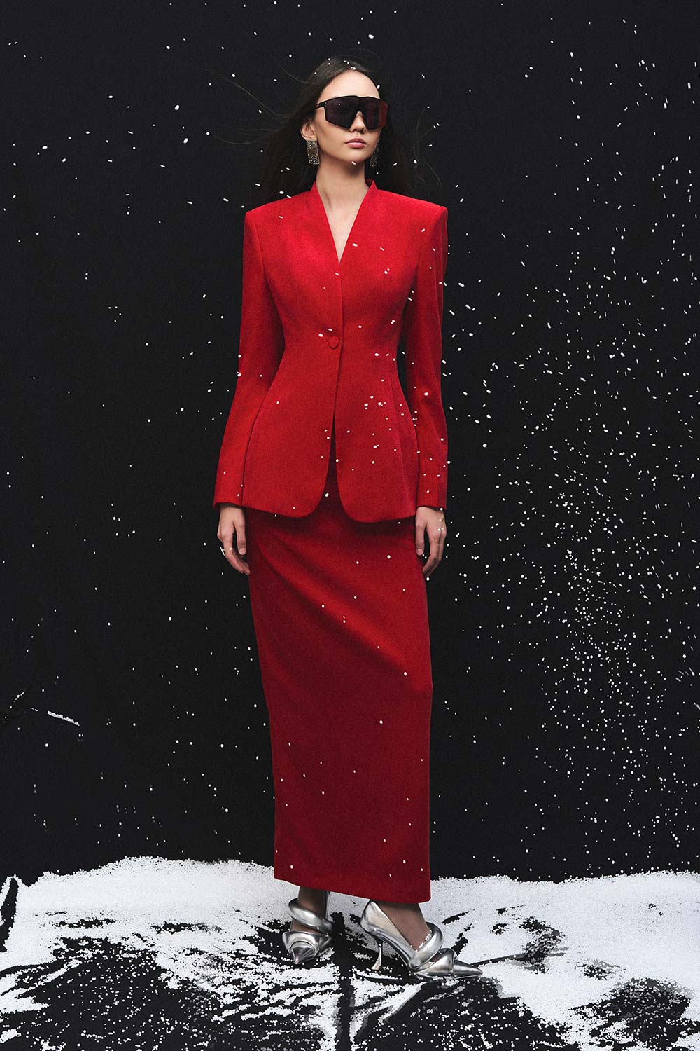 Matilda Straight Basic Velvet Ankle Length Skirt