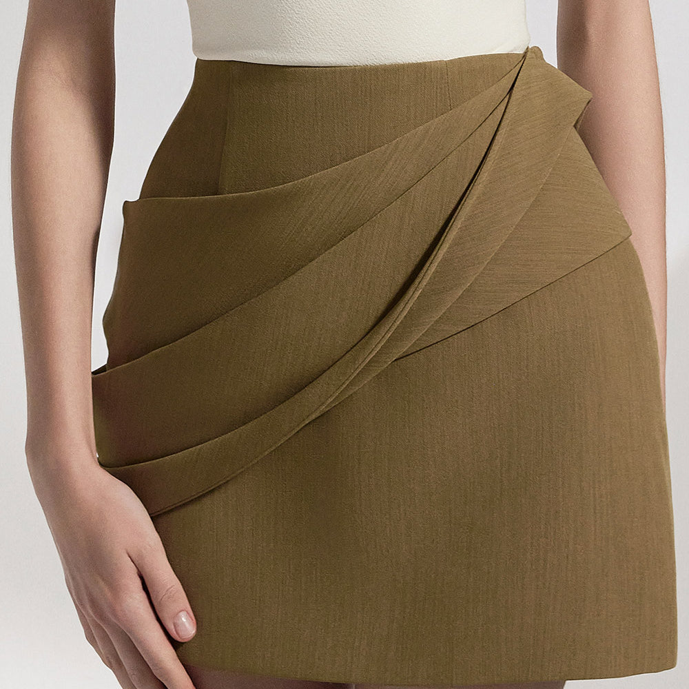 Naya A-line Pleated Cotton Twill Mini Skirt