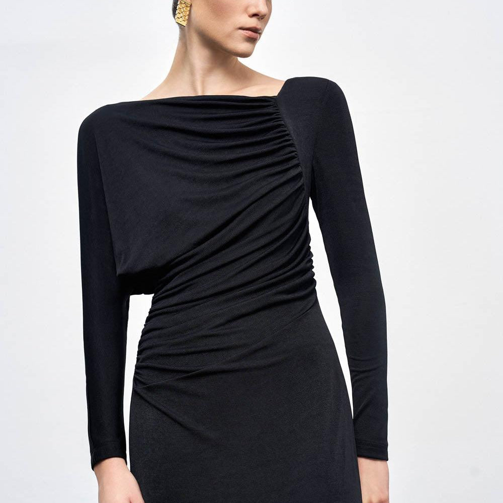 Daphne A-line Gathered Spandex Floor Length Dress