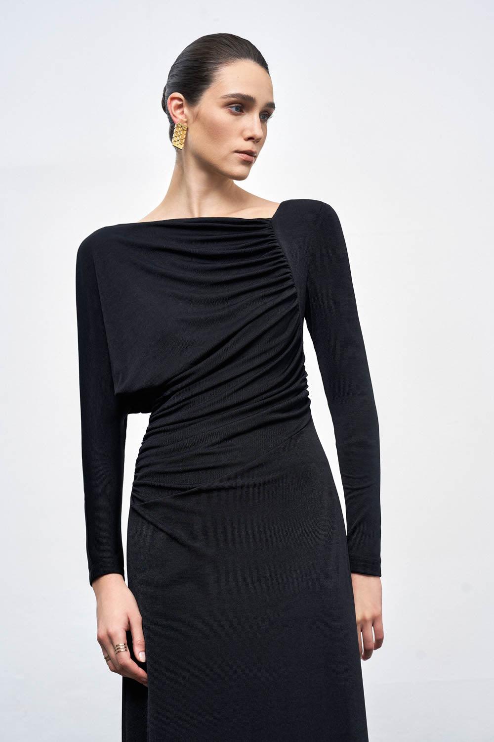 Women's Daphne A-line Gathered Spandex Floor Length Dress S/M/L/XL/Customize Black/Red MEAN BLVD Black / XL Women's Daphne A-line Gathered Spandex Floor Length Dress S/M/L/XL/Customize Black/Red MEAN BLVD Black / XL