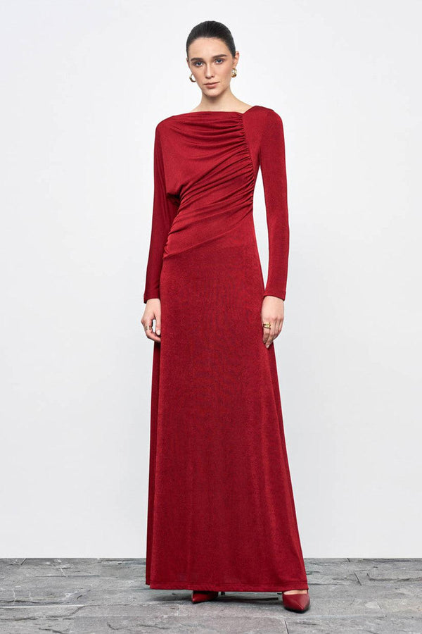 Daphne A-line Gathered Spandex Floor Length Dress