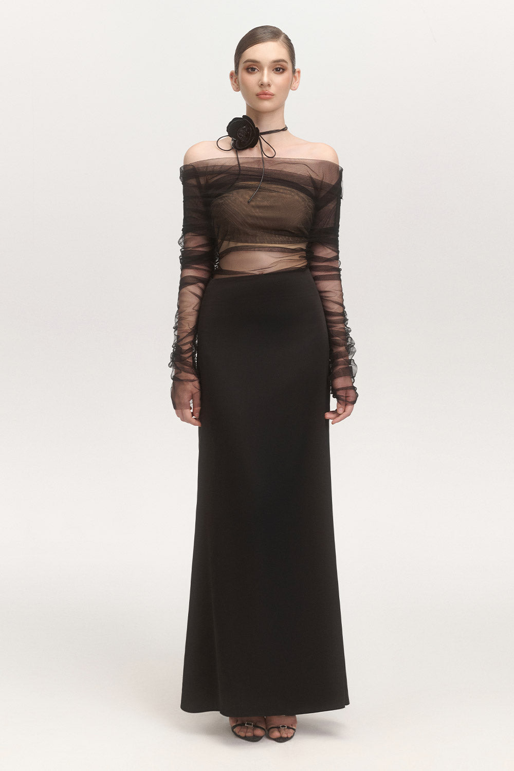 Paxton Bodycon Gathered Tulle Top