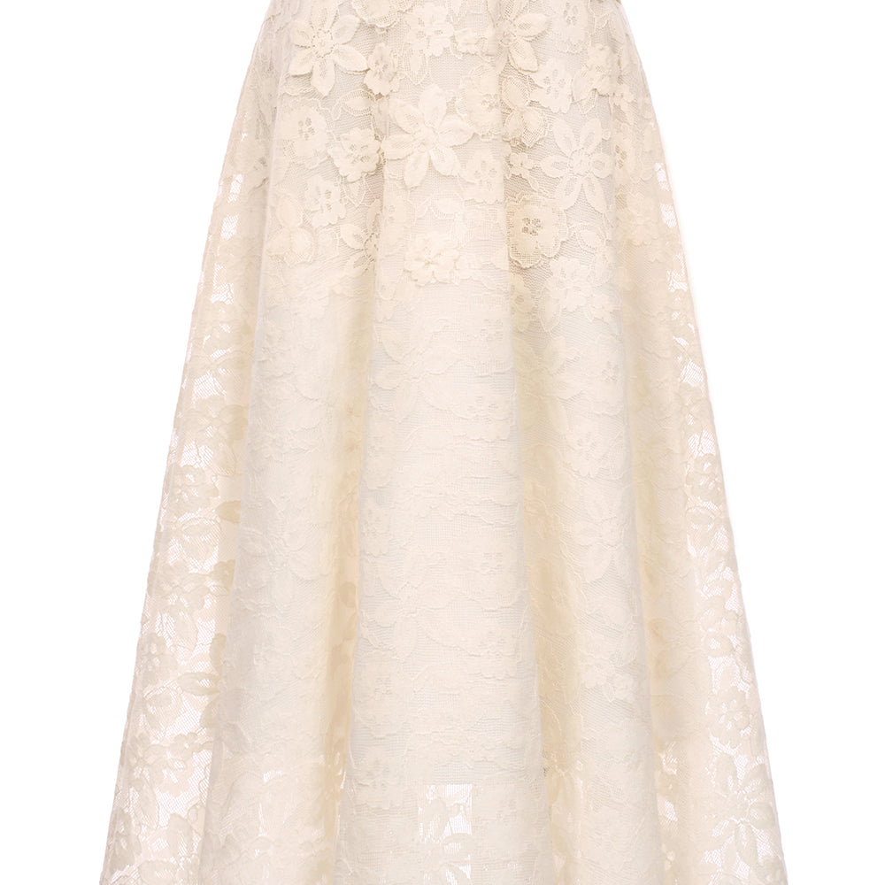 Aurora A-line Flower Applique Lace Maxi Skirt
