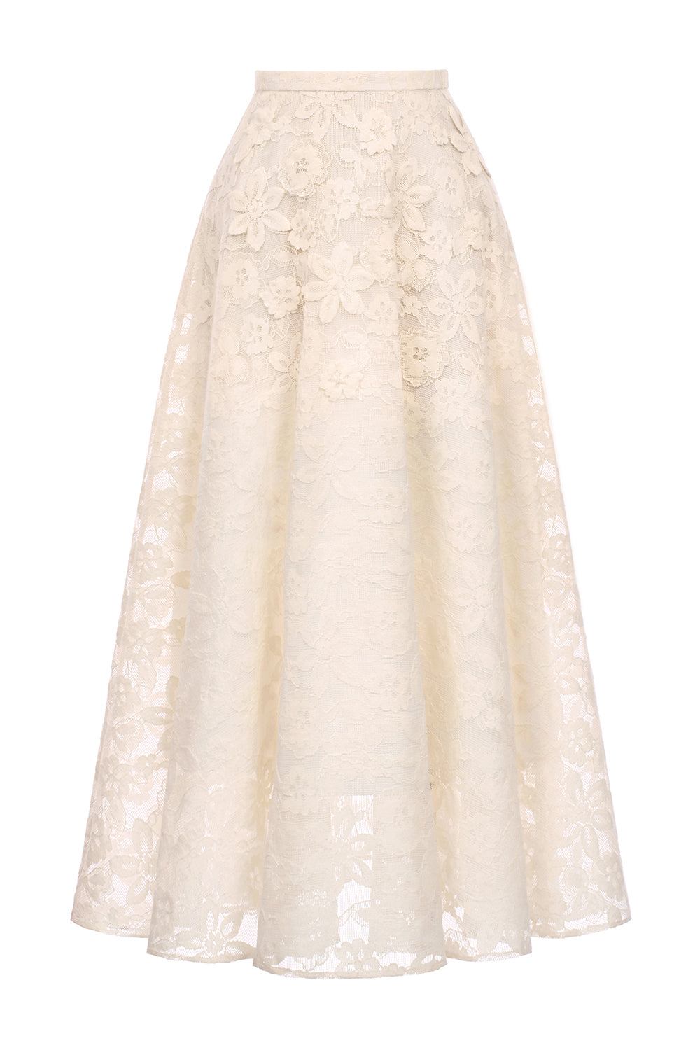 Aurora A-line Flower Applique Lace Maxi Skirt