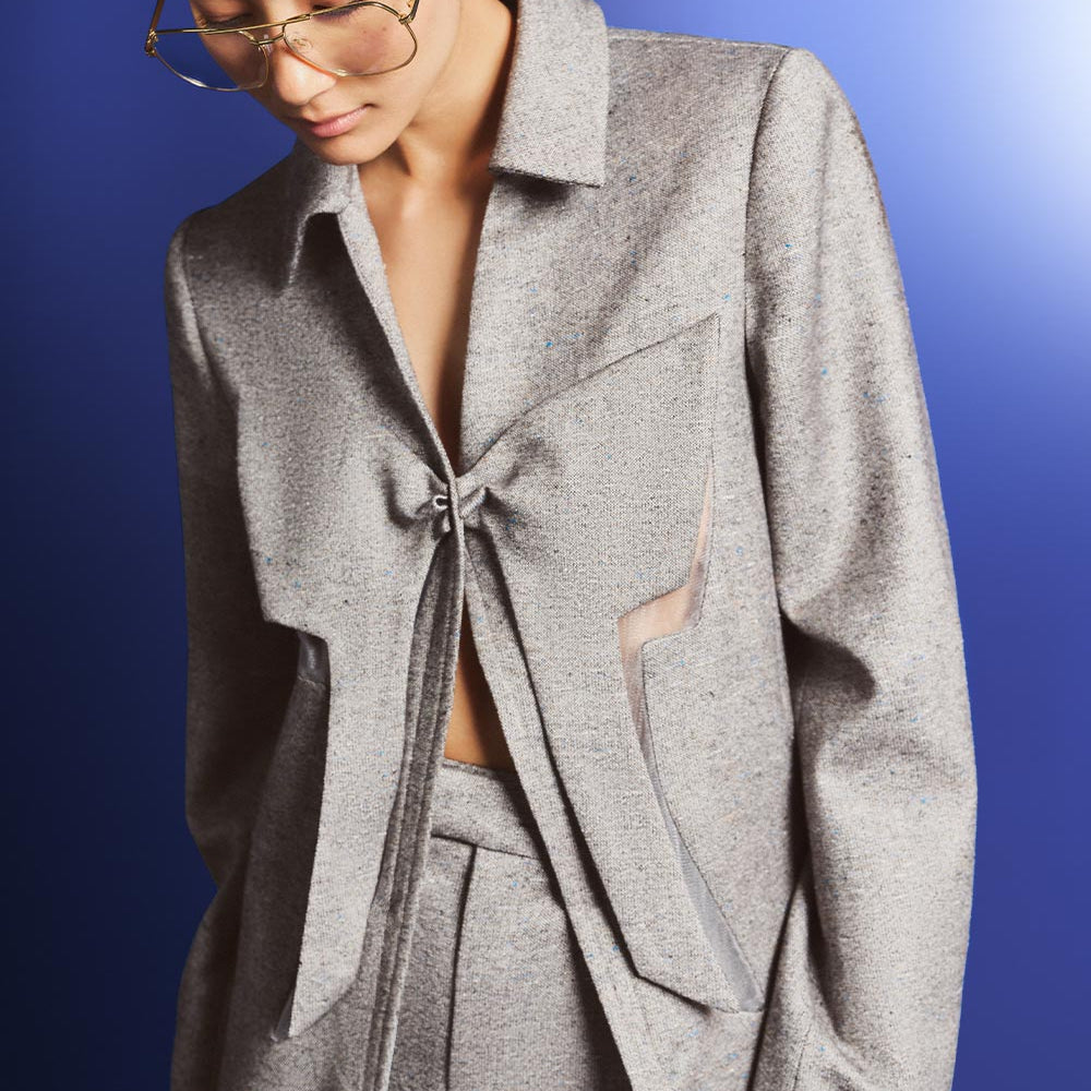 Gilmore Straight V-Neck Tweed Blazer