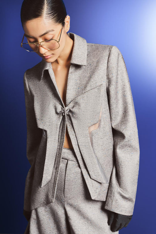 Gilmore Straight V-Neck Tweed Blazer