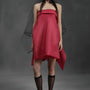 Crab Strapless Asymmetric Chiffon Mini Dress