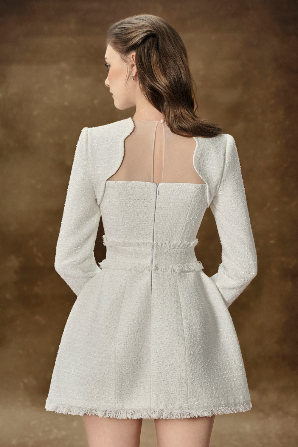 Elysia A-line Patch Pocket Tweed Mini Dress