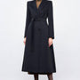 Audrey A-line Notch Lapel Taffeta Calf Length Trench Coat
