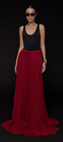 Octo Pleated Draped Chiffon Floor Length Skirt