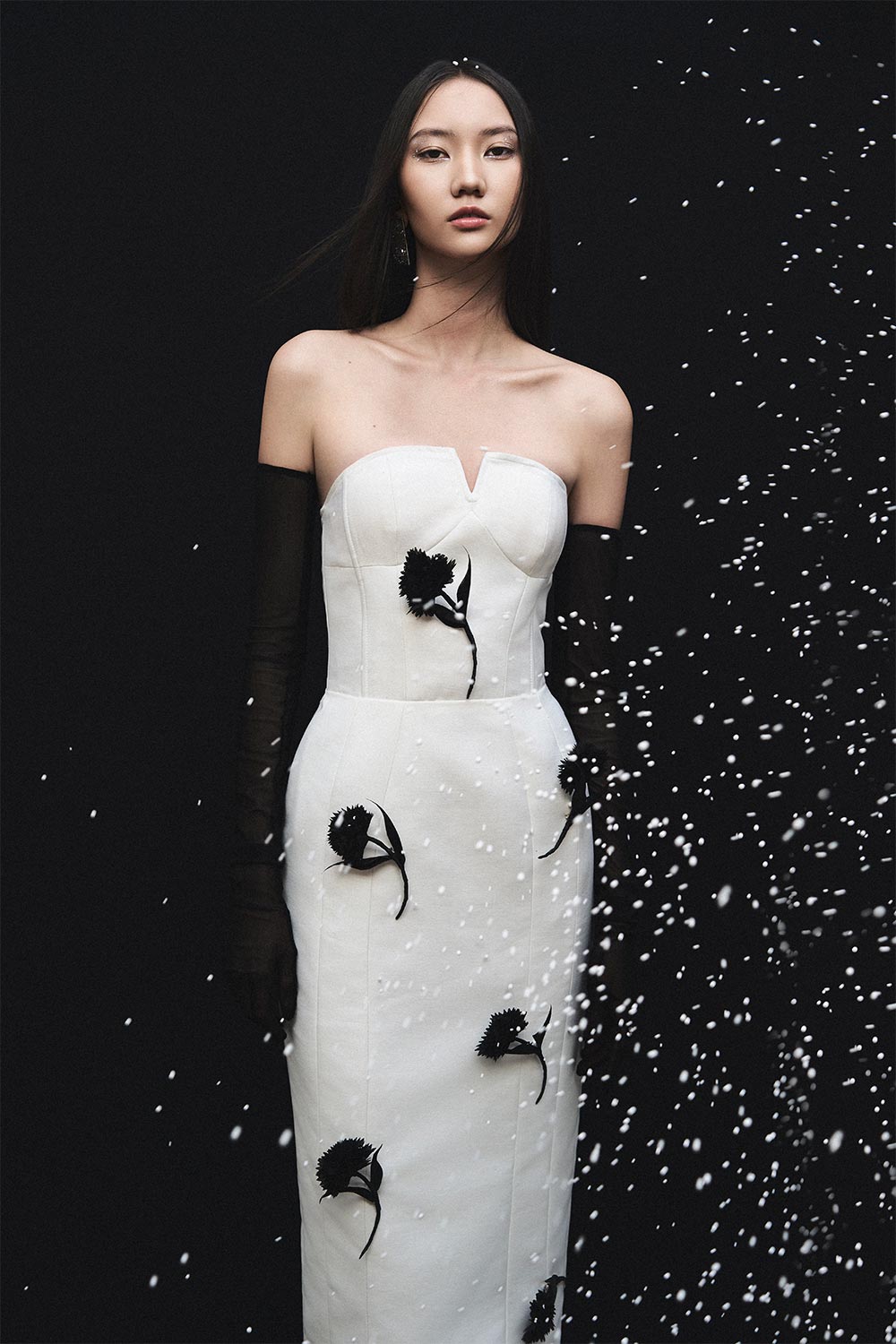 Calantha Sheath Flower Applique Taffeta Midi Dress