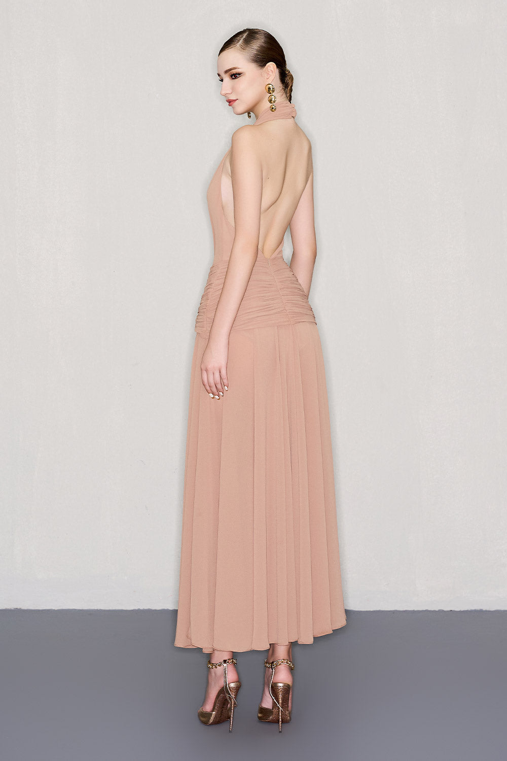 Kaleb A-line Sleeveless Chiffon Ankle Length Dress
