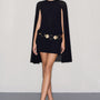 Esme Cape Mock Neck Chiffon Mini Dress