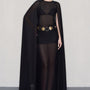 Ambrose Cape See-Through Chiffon Floor Length Dress