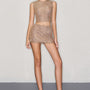 Nyla Cropped Stone Mesh Top