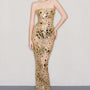 Collier Strapless Stone Mesh Floor Length Dress