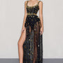 Emani Slit See-Through Mesh Floor Length Dress