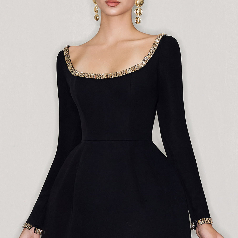 Kairi Fit and Flare Stone Crepe Mini Dress