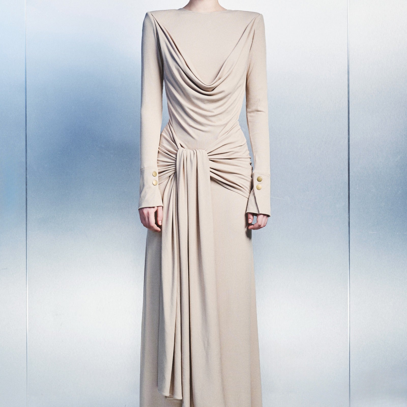 Wave Draped Maxi Dress