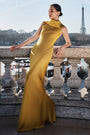 Chau Mermaid Turtle Neck Silk Blend Floor Length Dress