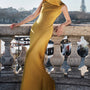 Chau Mermaid Turtle Neck Silk Blend Floor Length Dress