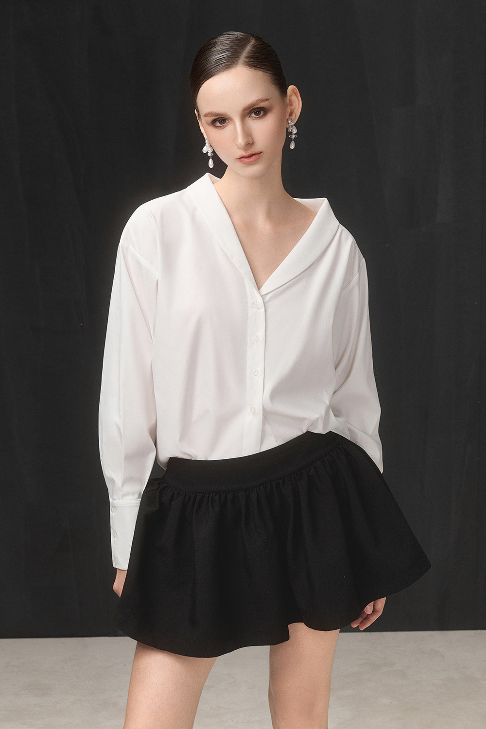 Altemis Rose Fit and Flare High Waist Cotton Blend Mini Skirt