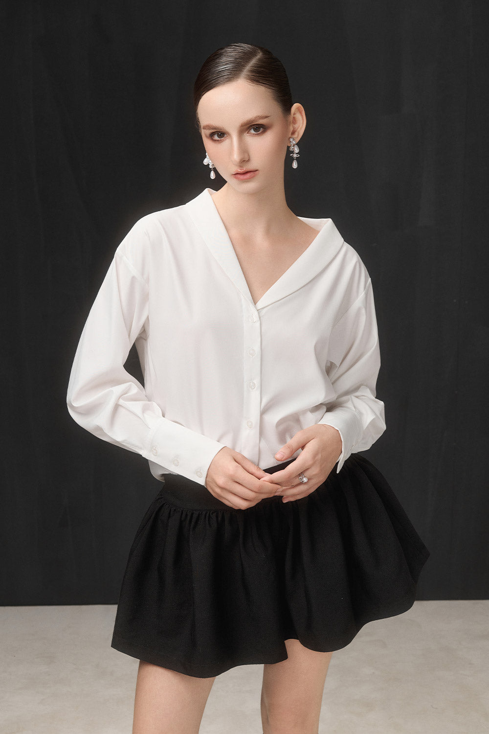 Altemis Rose Fit and Flare High Waist Cotton Blend Mini Skirt