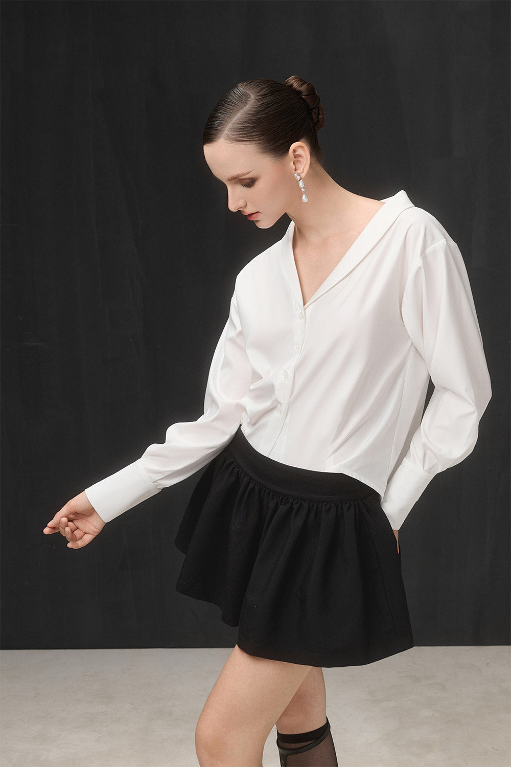 Altemis Rose Fit and Flare High Waist Cotton Blend Mini Skirt