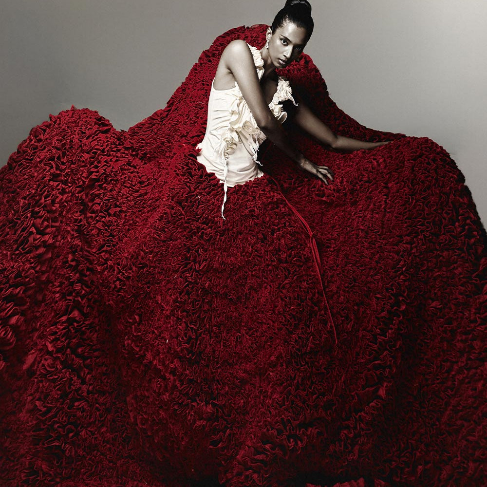 Ilaria Ball Gown Flower Applique Chiffon Floor Length Skirt