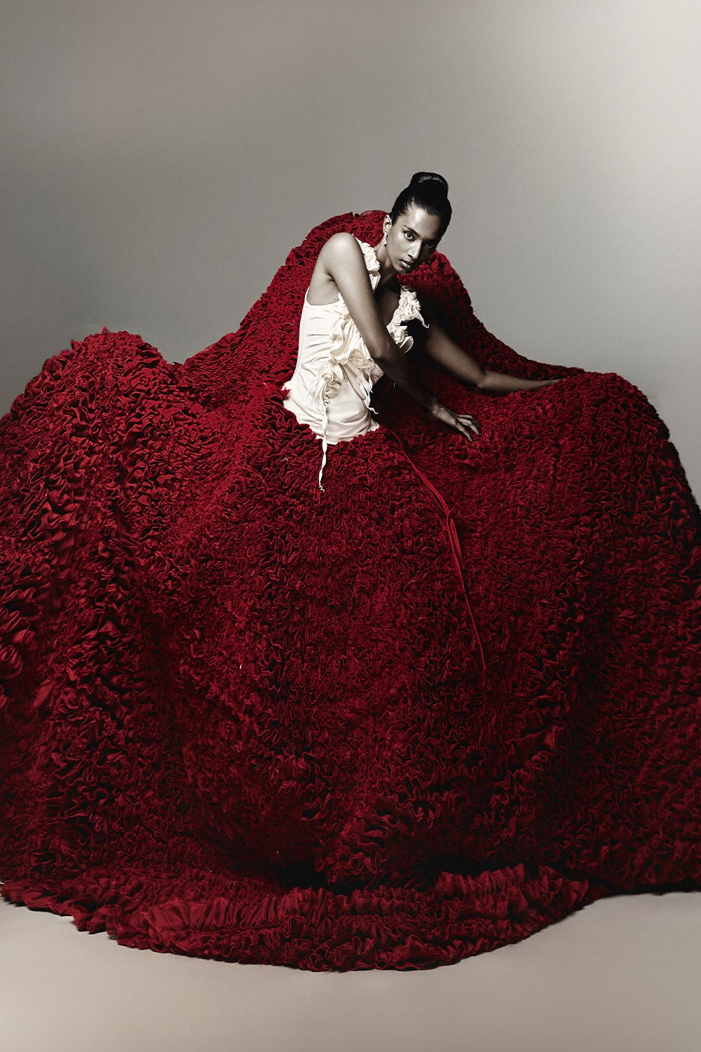 Ilaria Ball Gown Flower Applique Chiffon Floor Length Skirt