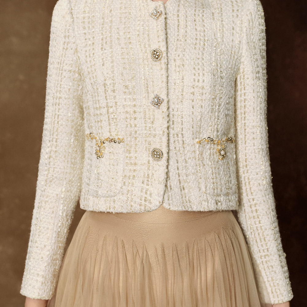 Rowena Straight Long Sleeved Tweed Jacket