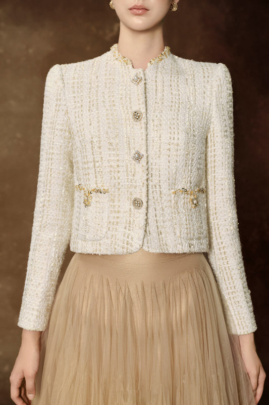 Rowena Straight Long Sleeved Tweed Jacket