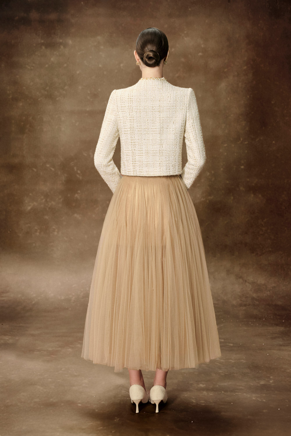 Gemma Gathered Flared Tulle Midi Skirt