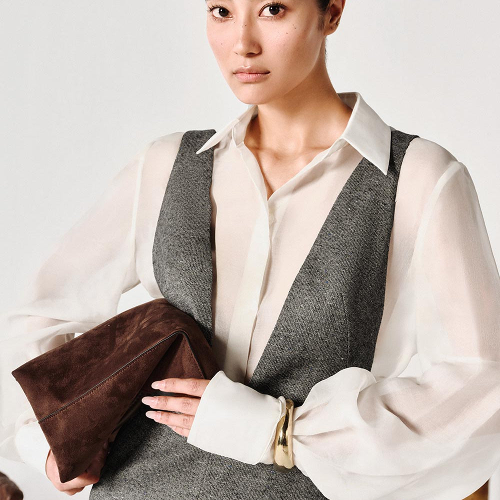 Lucca Straight Puffy Sleeved Organza Shirt