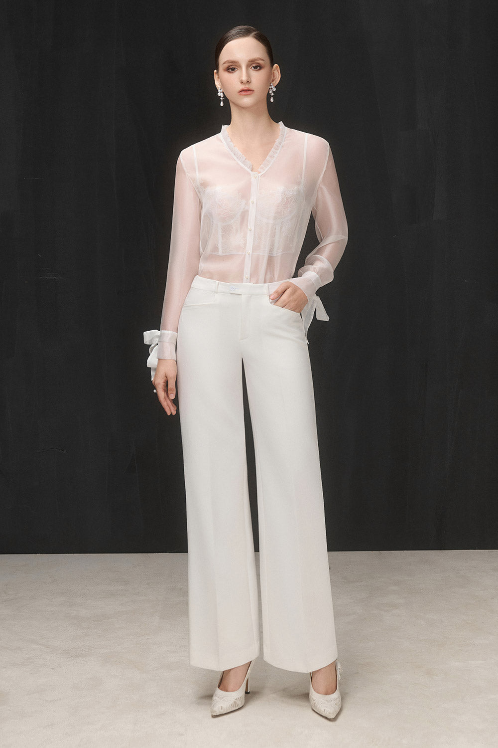 Biss Straight See-Through Georgette Top