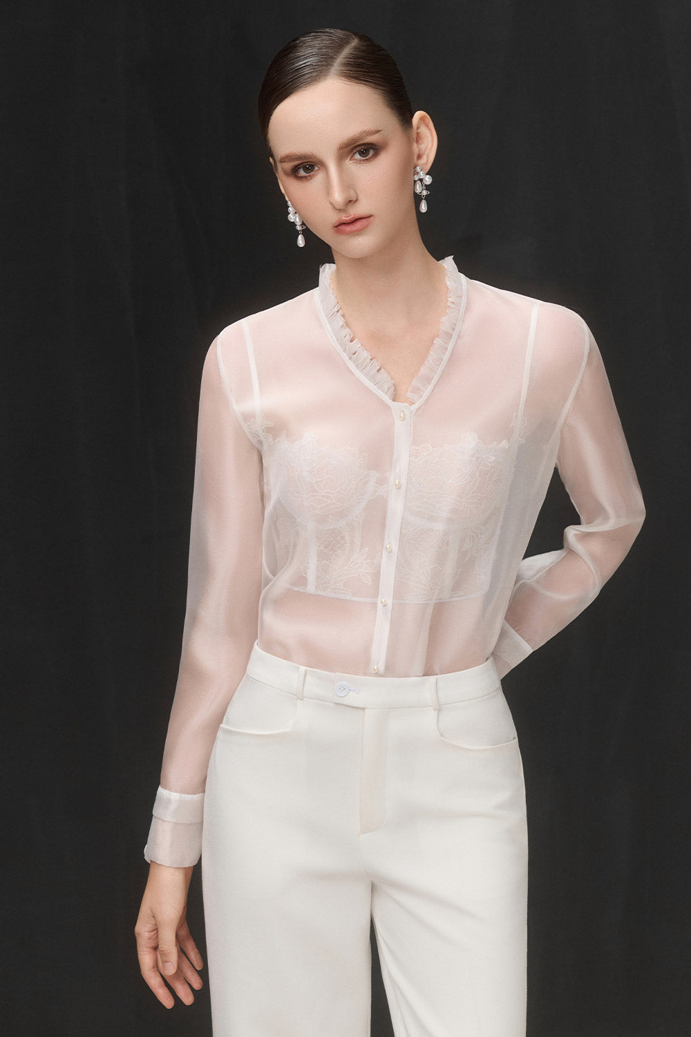 Biss Straight See-Through Georgette Top