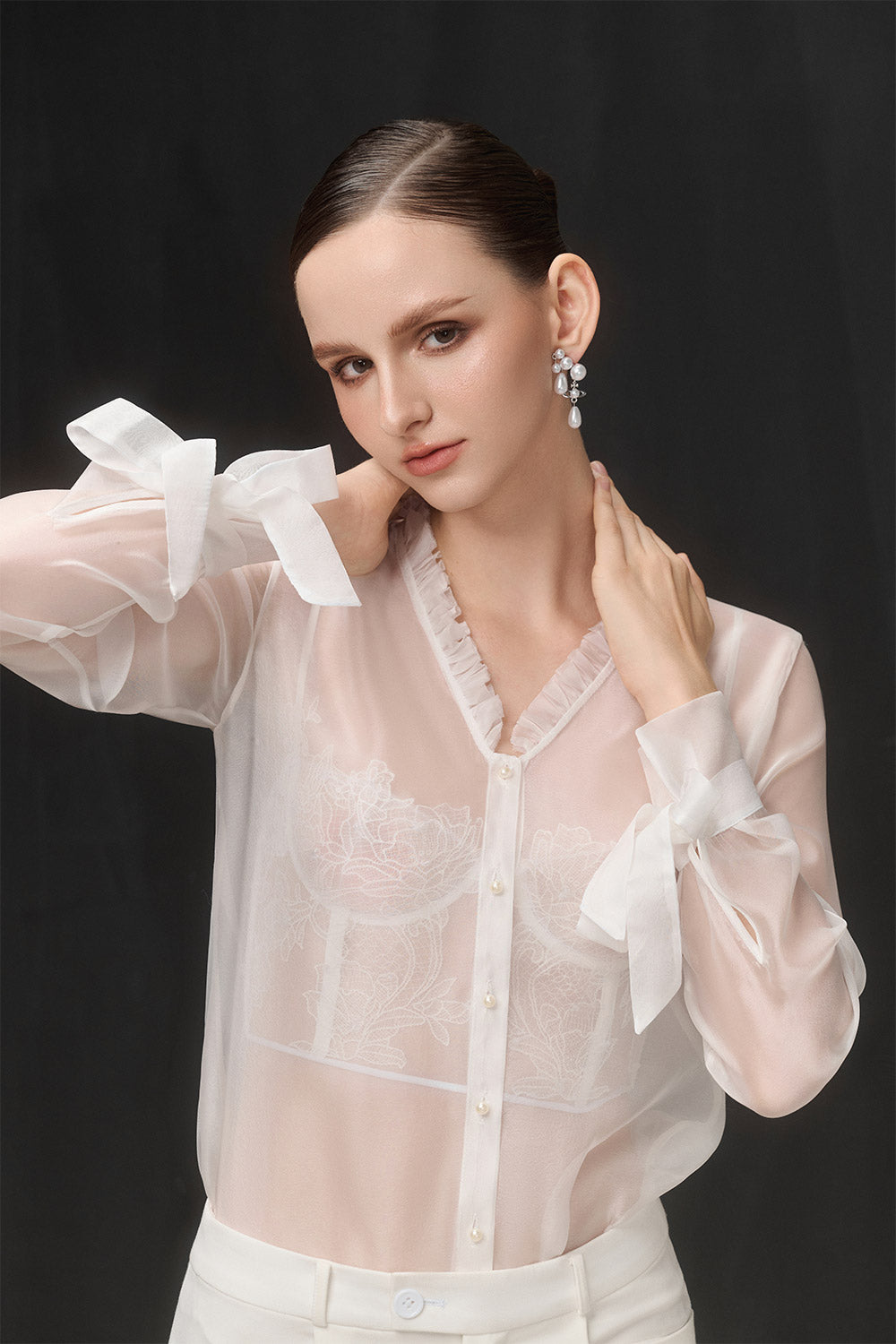 Biss Straight See-Through Georgette Top